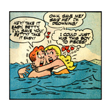 Archie Comics Retro: Archie and Betty Comic Panel; Drowning (Aged)
