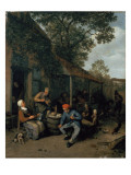 Peasants Smoking and Feasting Outside a Tavern, 1676