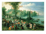 Buy Wooded River Landscape with Peasants and Travellers at AllPosters.com
