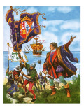 Christopher Columbus Planting the Spanish Royal Standard on the Newly Found Land of America