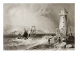 Buy South Wall Lighthouse with Howth Hill in the Distance, Dublin at AllPosters.com