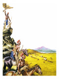 Red Indians Observing a Wagon Train Moving West