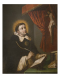 St. Thomas Aquinas Writing before the Crucifix
