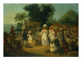Buy A Linen Market with a Linen Stall and a Vegetable Seller in a Colonial Settlement at AllPosters.com