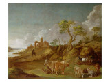Buy Extensive Hilly Landscape with Cattle, Sheep and Goats at AllPosters.com