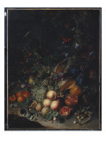 Peaches, Grapes, Pomegranates, Melons, a Corncob, Apricots, Plums, Pears, Acorns, 1718