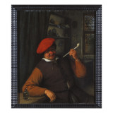 A Peasant in a Red Beret Smoking a Pipe, in an Interior