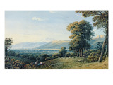 Buy Figures Resting on a Hillside with a Church Spire Beyond, 1825 at AllPosters.com