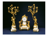 Garniture Retailed by Black, Starr and Frost Comprising a Mantel Clock