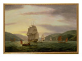 Buy A Frigate, a Lugger and Merchant Ship in Dartmouth Harbour, 1808 at AllPosters.com