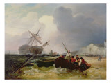 Rowing Boat Going to the Aid of a Man-O