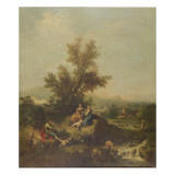Buy Italianate Wooded Landscape with a Shepherd Boy Piping to Peasant Women at AllPosters.com