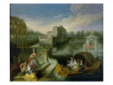 Buy The Spring: Fete Champetre in a Water Garden with Figures in a Boat at AllPosters.com