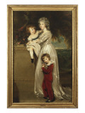 Buy Portrait of Mrs. Annesley Standing Full Length, in a White Dress with Her Two Children at AllPosters.com