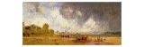 An Extensive Landscape with Figures on a Path and a Village Beyond