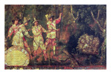Buy Four Spaniards Divscover Aztec Treasure But Do Not Plunder It, 1698 at AllPosters.com