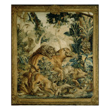 Buy Tapestry Depicting Wild Beasts Fighting at a Watering Hole, Copy at AllPosters.com