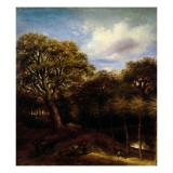 Buy Wooded Landscape with Figures, Sheep and Oxen at AllPosters.com