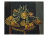 Buy Double Yellow Tulips on a Wicker Chair, 1923 at AllPosters.com