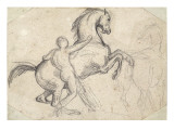 Buy Rearing Stallion Held by a Nude Man at AllPosters.com