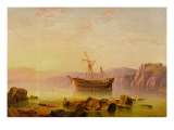 Buy A Ship at Anchor in a Bay at Sunset at AllPosters.com
