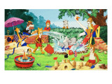 Nursery Animals Playing in the Garden