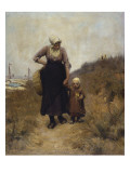 Buy Mother and Child on a Path by the Sea at AllPosters.com