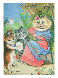 Buy Mother Cat with Fan and Two Kittens at AllPosters.com