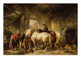 Horses Feeding in the Stable