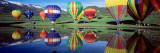 Reflection of Hot Air Balloons on Water, Colorado, USA