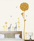 Giraffes in a Flower Field with Butterflies