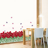 Roses and Butterfly Field Wall Decal