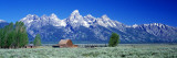 Barn on Plain Before Mountains, Grand Teton National Park, Wyoming, USA