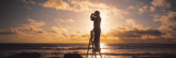 Man Looking Through Binoculars in Silhouette Wall Decal