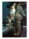Buy Santa Crouches on the Roof with an Armful of Toys at AllPosters.com