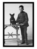 Boy with French Bulldog