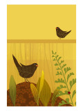 Birds in Garden with Ladybug