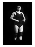 Bodybuilder in Wrestling Outfit and Knee Pads