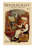 Norwegian Girl Weaving a Tapestry