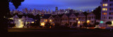 Buildings Lit Up Dusk, Alamo Square, San Francisco, California, USA