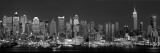 West Side Skyline at Night in Black and White, New York, USA
