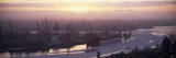 View of Container Ships in River, Elbe River, Landungsbrucken, Hamburg Harbour, Hamburg, Germany