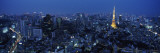 Tower Lit Up at Dusk in City, Tokyo Tower, Minato Ward, Kanto Region, Honshu, Japan