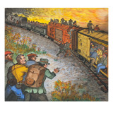 Men Jumping on a Freight Train That Is Southward Bound