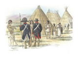 Three Corpsmen Meeting a Group of Four Indians