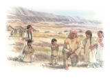 An Elderly Indian Man Kneels Among a Group of Five Indian Children