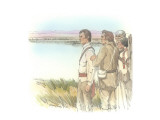 Lewis, Clark, Sacagawea, and Corpsman Looking Out over the Snake and Columbia Rivers