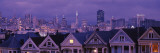 City Skyline at Night, Alamo Square, California, USA