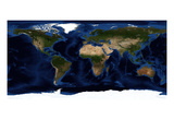 Topographic & Bathymetric Shading of Full Earth Photographic Print