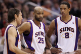Dallas Mavericks v Phoenix Suns, Phoenix, AZ - February 17: Steve Nash, Vince Carter and Channing F
